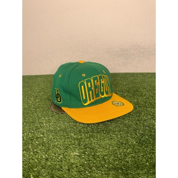 Vintage Oregon Ducks hat cap snap back green yellow bubble letter graffiti mens - Picture 2 of 9